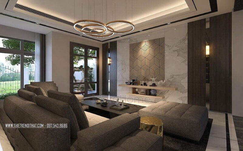 Bố trí nội thất phòng khách hiện đại, đẹp, độc đáo từ đồ nội thất cao cấp cùng cách bố trí độc đáo.