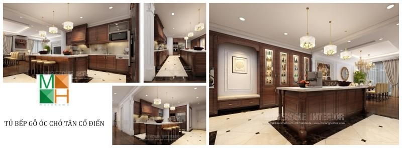 Để có một không gian bếp hoàn hảo thì không thể thiếu được công đoạn thiết kế tủ bếp gỗ óc chó cao cấp.